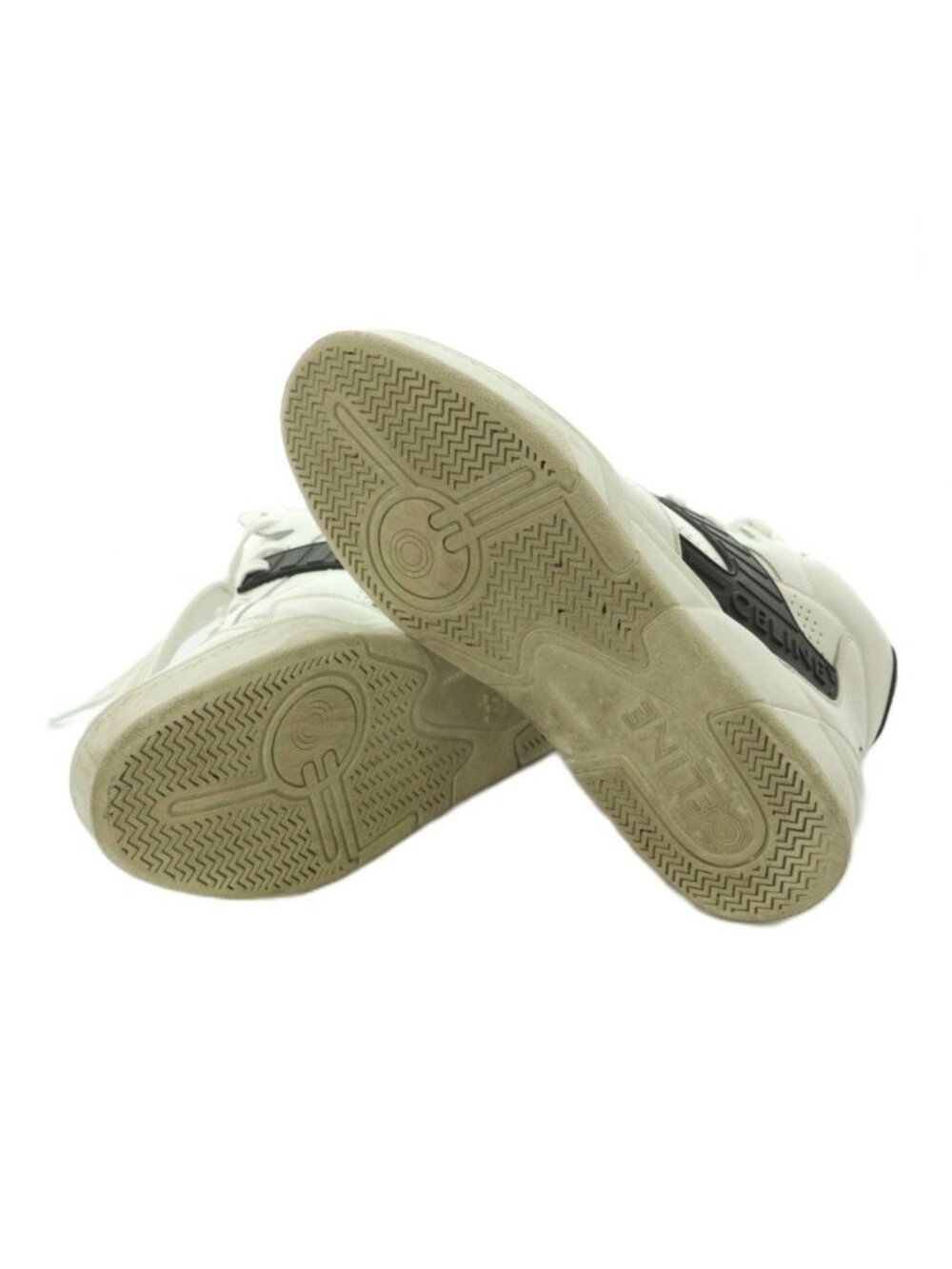 Celine High Top Sneakers Shoes 40 White Black AD - Picture 6 of 9